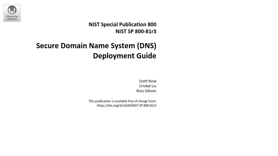 Screenshot of nvlpubs.nist.gov: Secure Domain Name System (DNS) Deployment 2026 Guide [pdf]
