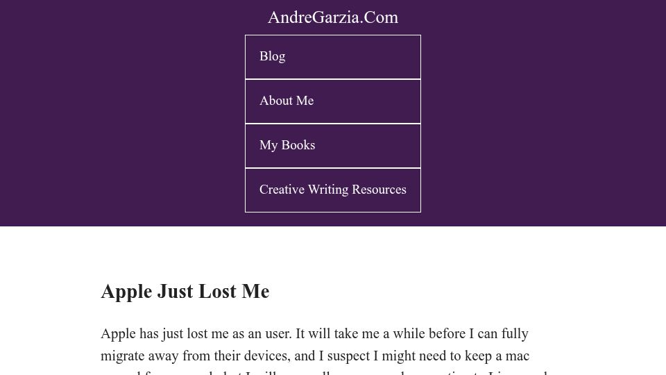 Screenshot of andregarzia.com: Apple Just Lost Me
