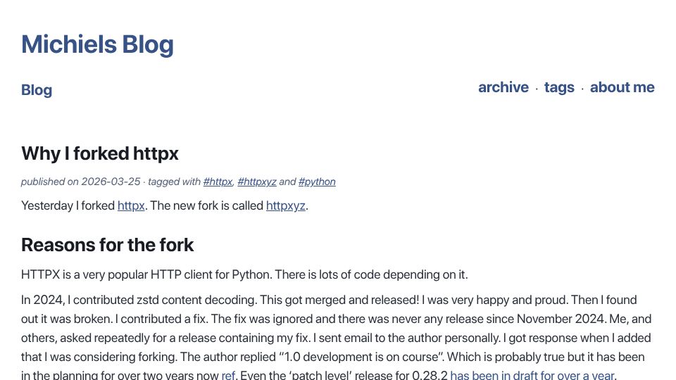 Screenshot of tildeweb.nl: Why I forked httpx