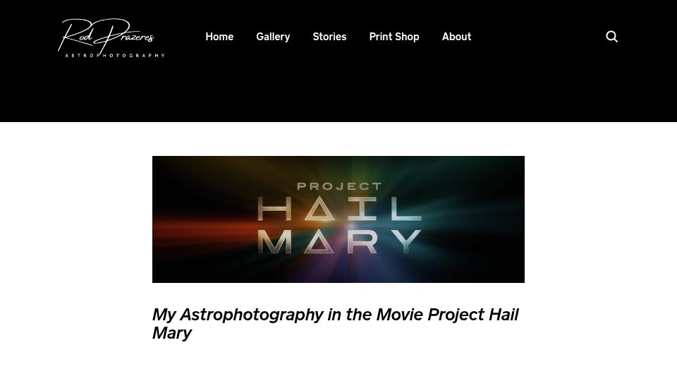 Screenshot of rpastro.square.site: My astrophotography in the movie Project Hail Mary