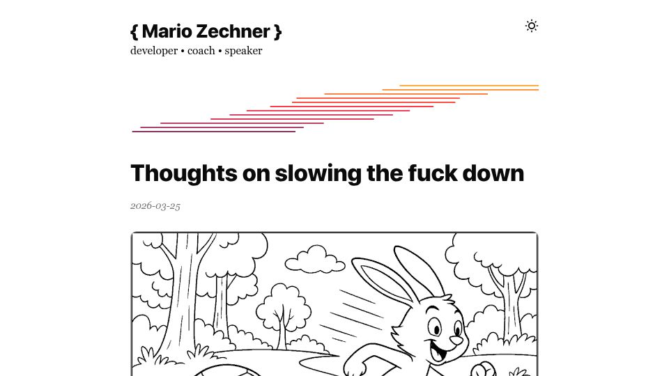 Screenshot of mariozechner.at: Thoughts on slowing the fuck down
