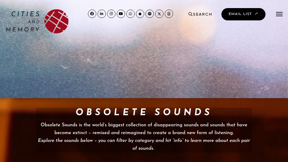Screenshot of citiesandmemory.com: Obsolete Sounds