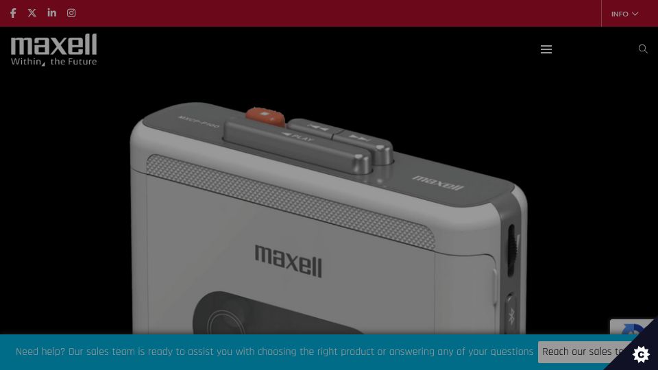 Screenshot of maxell-usa.com: Maxell MXCP-P100 – wireless cassette player