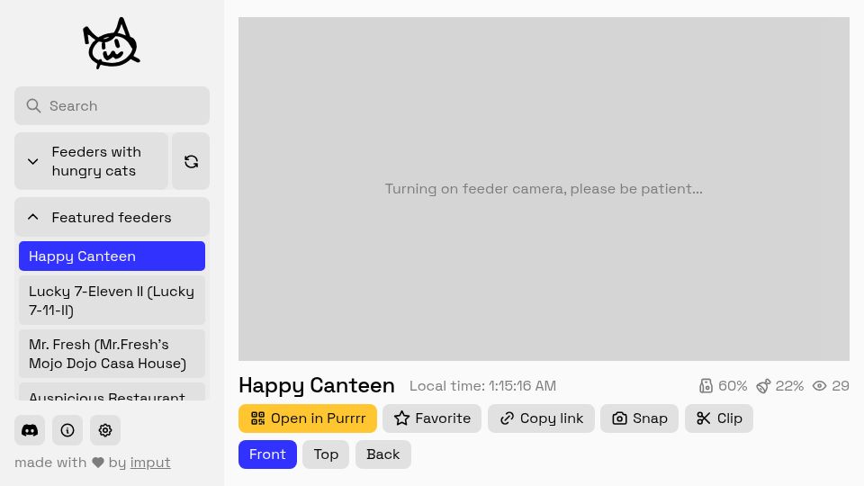 Screenshot of meow.camera: Meow.camera