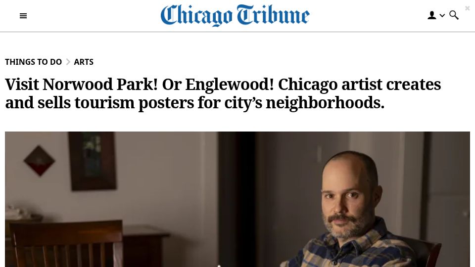Screenshot of chicagotribune.com: Chicago artist creates tourism posters for city's neighborhoods