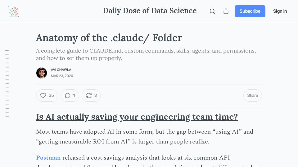 Screenshot of blog.dailydoseofds.com: Anatomy of the .claude/ folder
