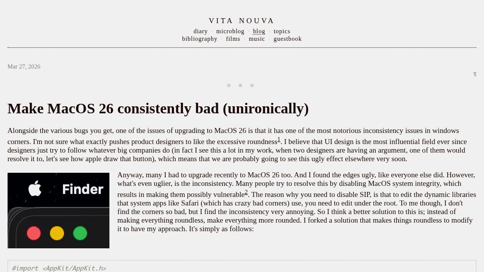 Screenshot of lr0.org: Make macOS consistently bad unironically