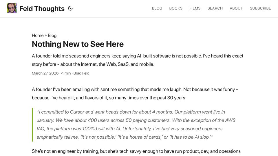 Screenshot of feld.com: Nothing new to see here