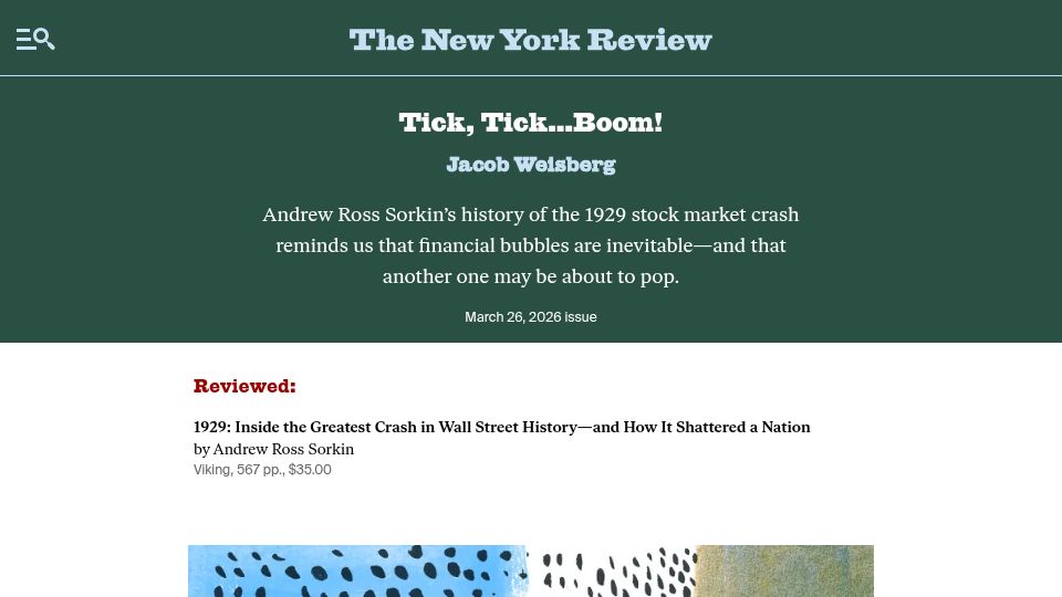 Screenshot of nybooks.com: 1929: Inside the Greatest Crash in Wall Street History