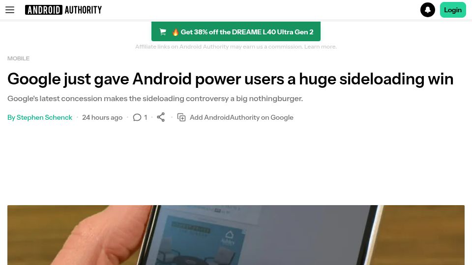 Screenshot of androidauthority.com: Android’s new sideload settings will carry over to new devices