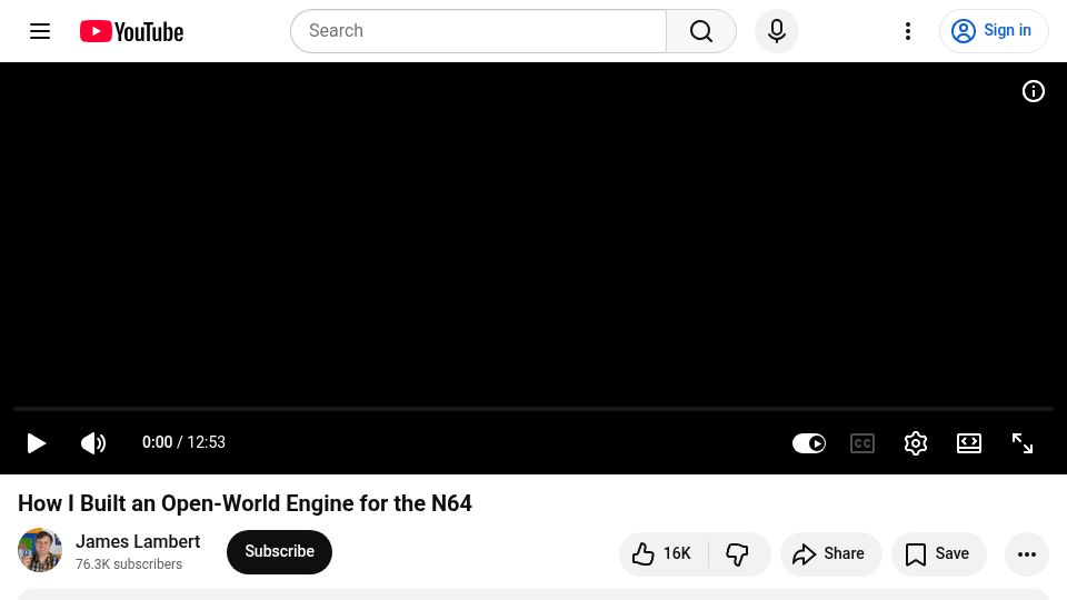Screenshot of youtube.com: I Built an Open-World Engine for the N64 [video]