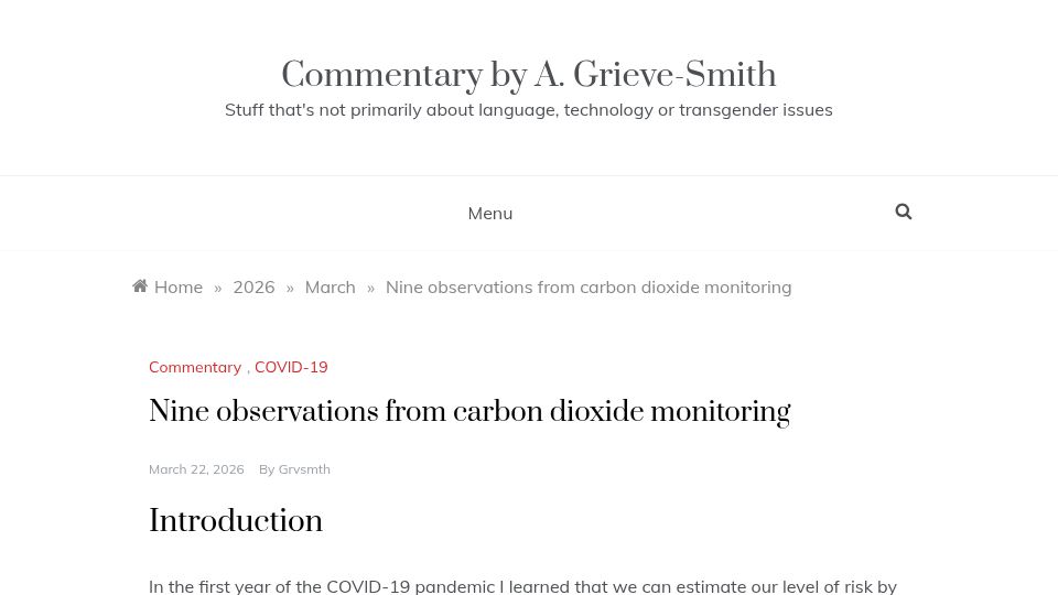 Screenshot of grieve-smith.com: Observations from carbon dioxide monitoring