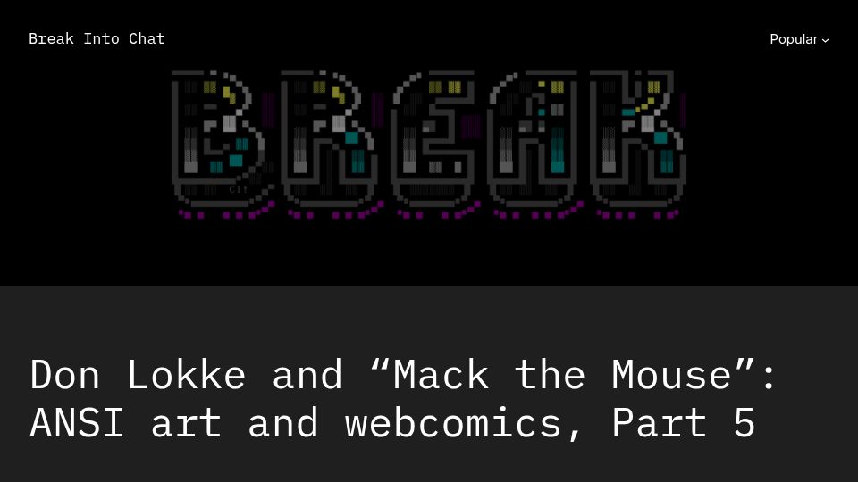 Screenshot of breakintochat.com: The ANSI art "telecomics" of the 1992 election