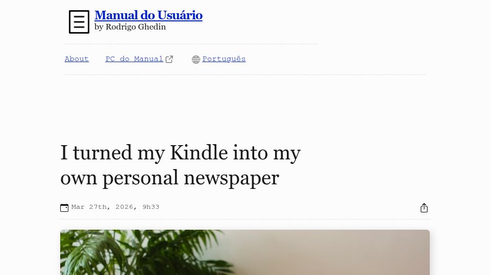 Screenshot of manualdousuario.net: I turned my Kindle into my own personal newspaper