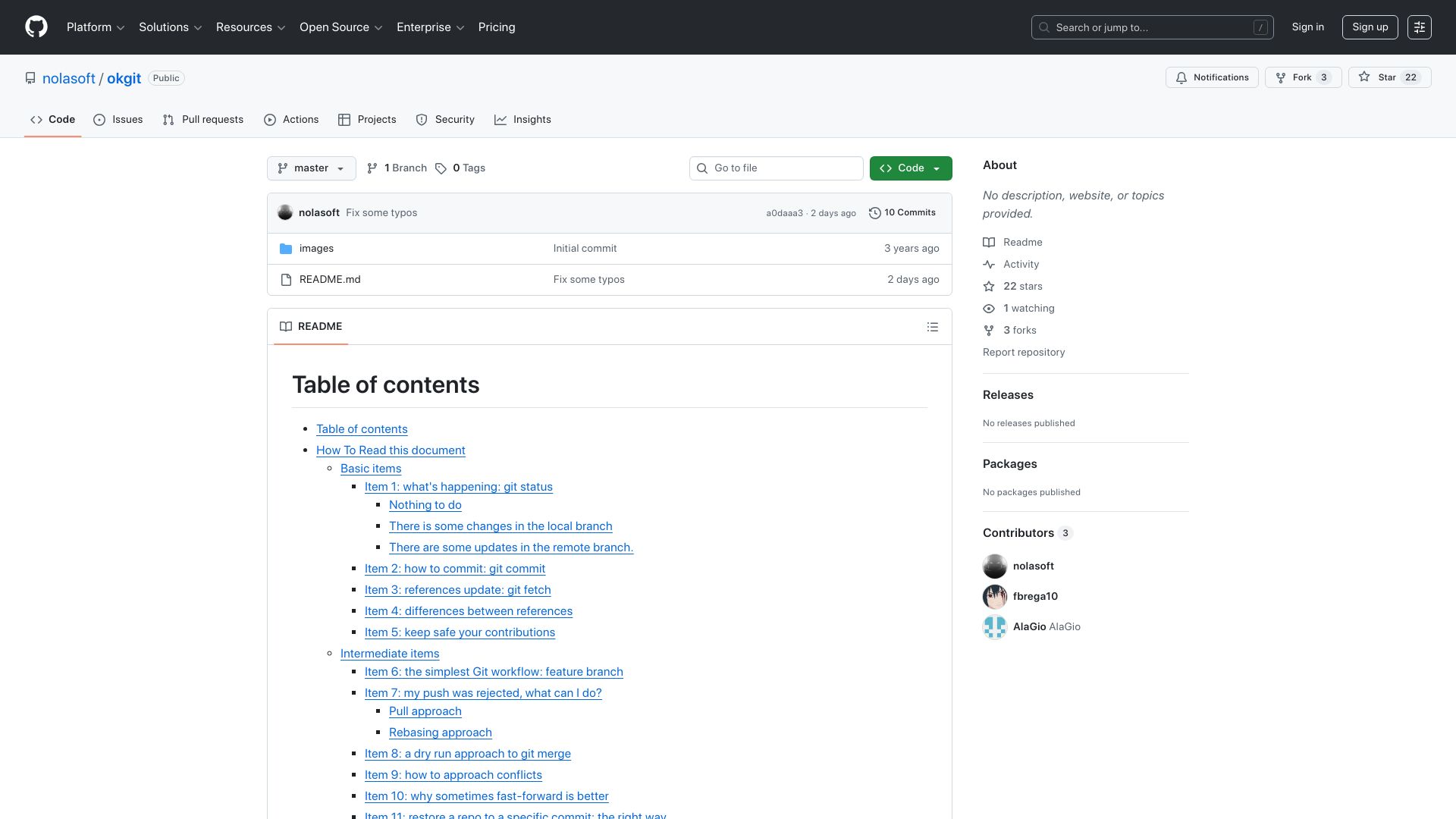 Screenshot of github.com: Show HN: Effective Git