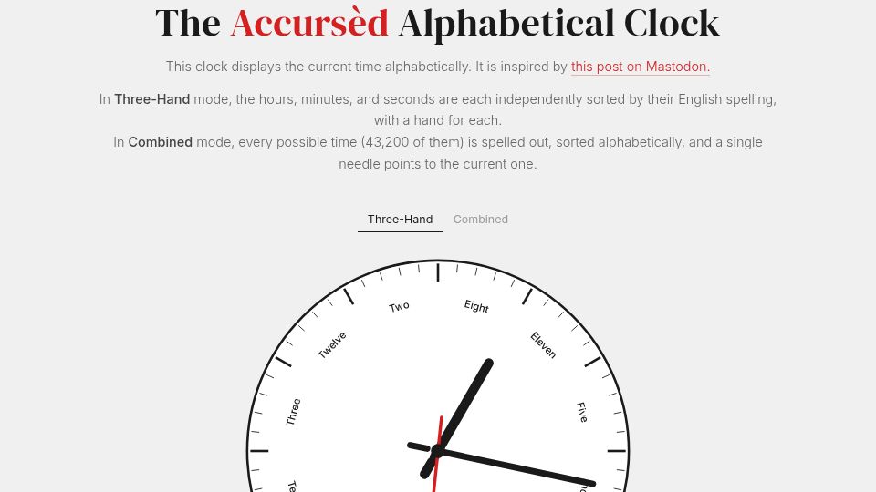 Screenshot of boat.horse: Show HN: The Alphabetical Clock