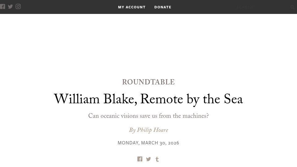Screenshot of laphamsquarterly.org: William Blake, Remote by the Sea