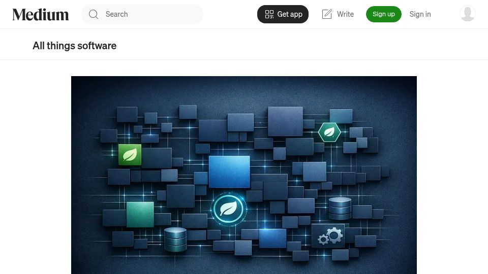 Screenshot of medium.com: Spring Boot Done Right: Lessons from a 400-Module Codebase