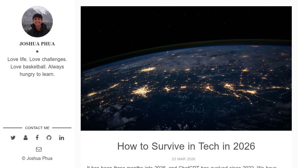 Screenshot of blog.phuaxueyong.com: How to Survive in the Tech industry in 2026