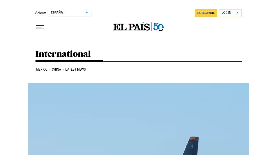 Screenshot of english.elpais.com: Spain closes airspace to aircraft involved in Iran war