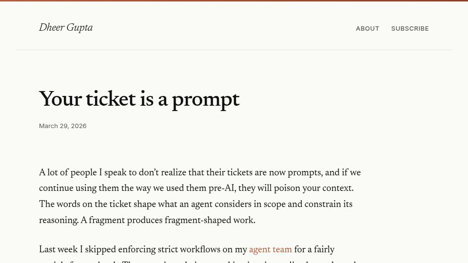 Screenshot of dheer.co: Tickets Are Prompts