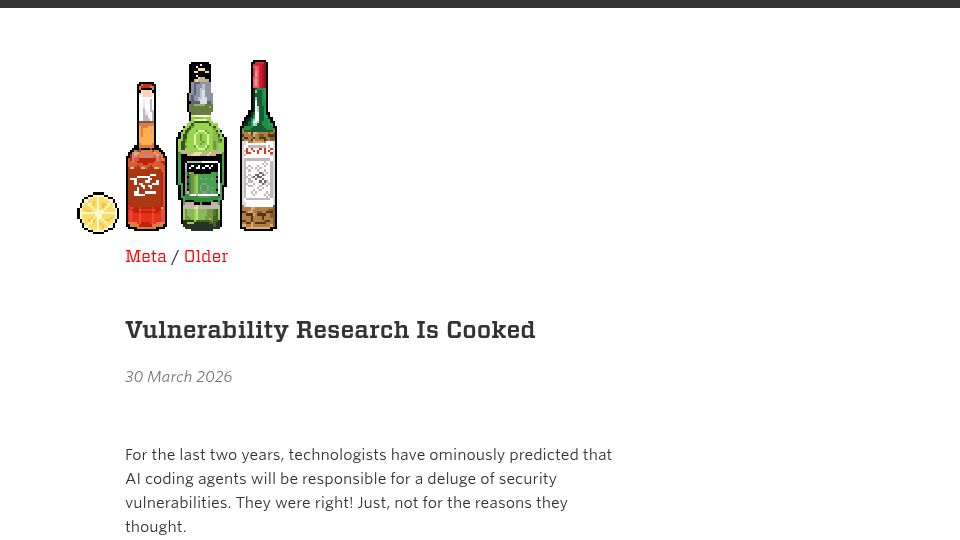 Screenshot of sockpuppet.org: Vulnerability research is cooked