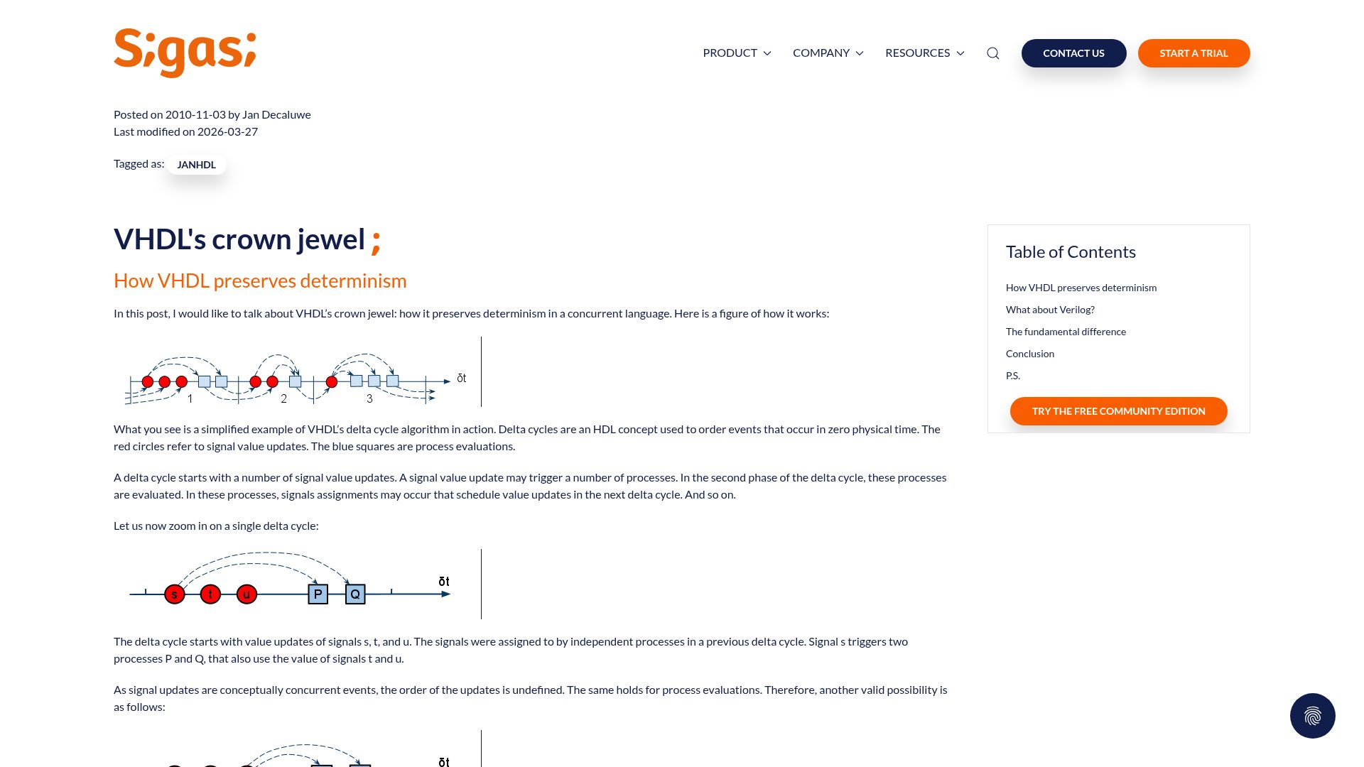 Screenshot of sigasi.com: VHDL's Crown Jewel