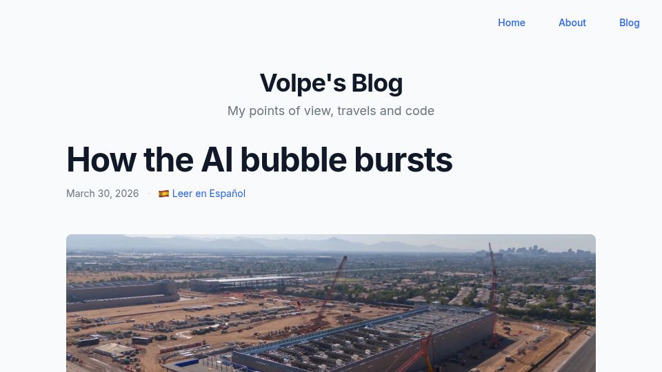 Screenshot of martinvol.pe: How the AI Bubble Bursts