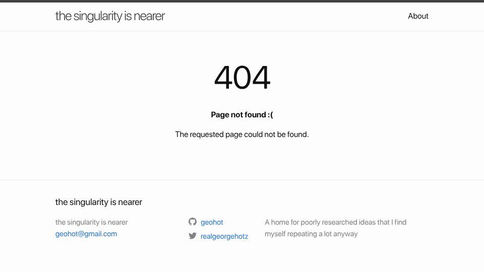 Screenshot of geohot.github.io: Closed Source AI = Neofeudalism