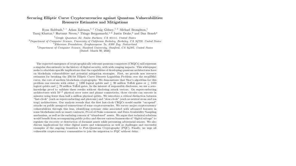 Screenshot of quantumai.google: Securing Elliptic Curve Cryptocurrencies Against Quantum Vulnerabilities [pdf]