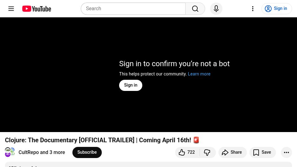 Screenshot of youtube.com: Clojure: The Documentary, official trailer [video]
