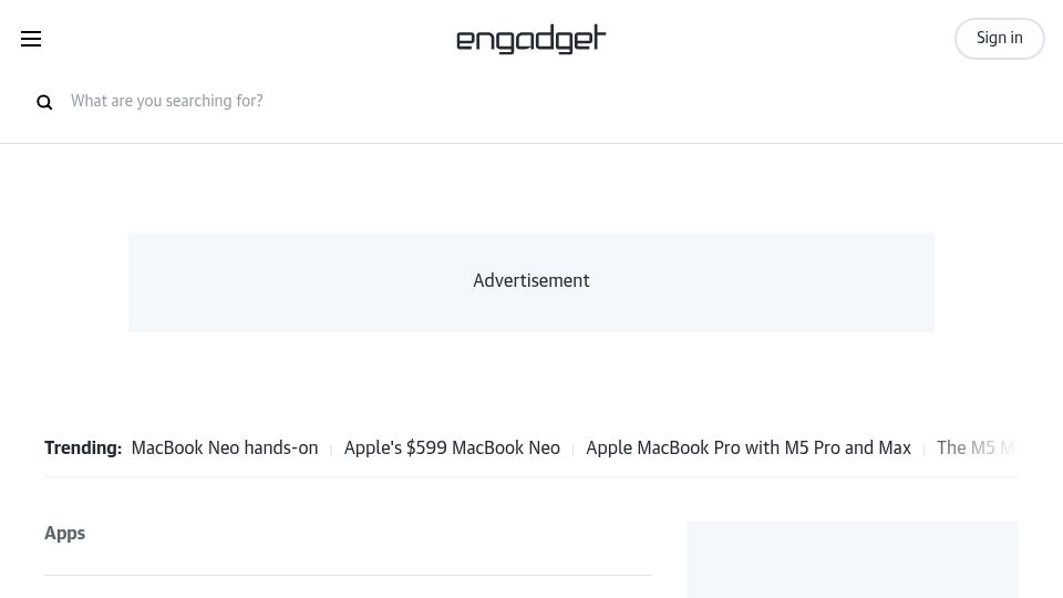 Screenshot of engadget.com: Google ends its 30 percent app store fee and welcomes third-party app stores