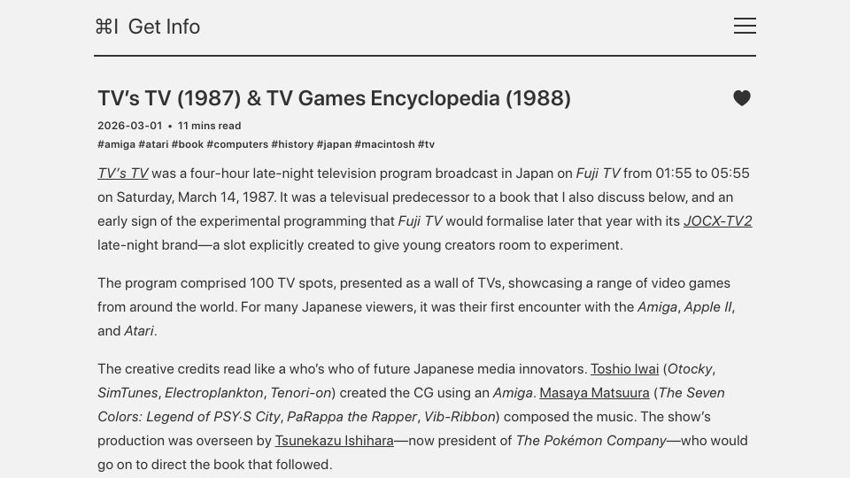 Screenshot of blog.gingerbeardman.com: TV's TV (1987) & TV Games Encyclopedia (1988)