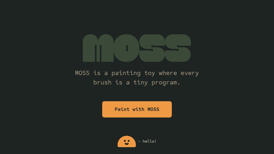 Screenshot of moss.town: Moss is a pixel canvas where every brush is a tiny program