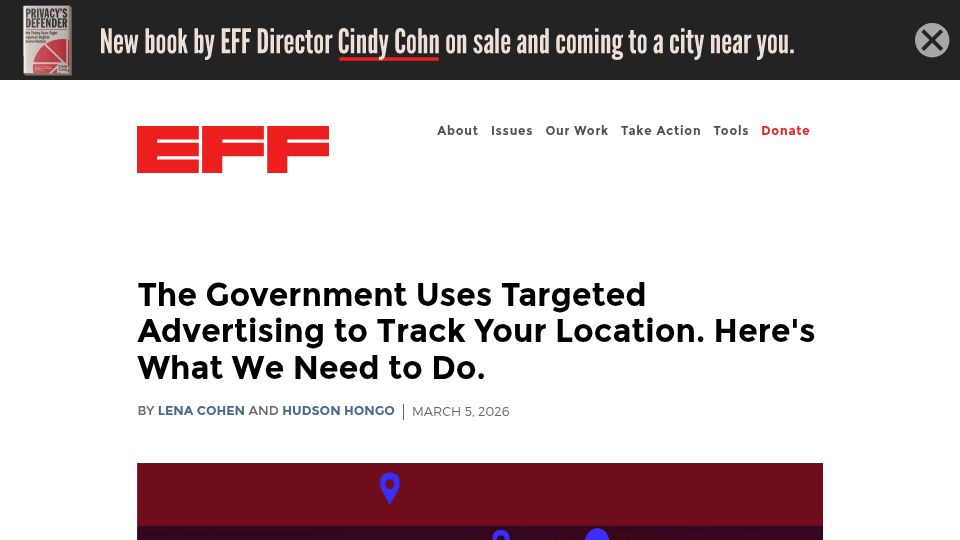 Screenshot of eff.org: The government uses targeted advertising to track your location