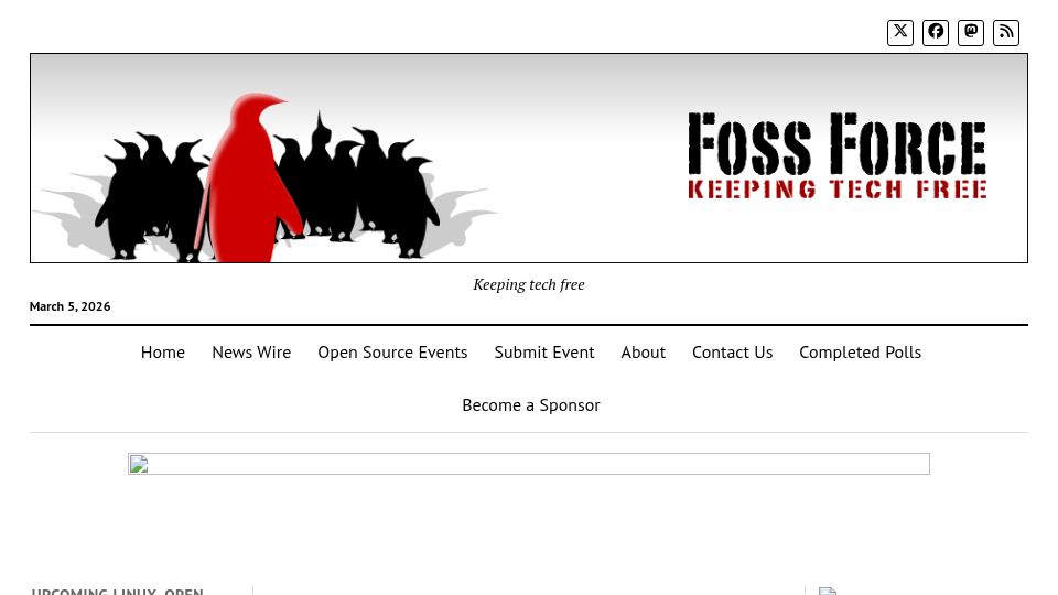 Screenshot of fossforce.com: Greg Kroah-Hartman Stretches Support Periods for Key Linux LTS Kernels