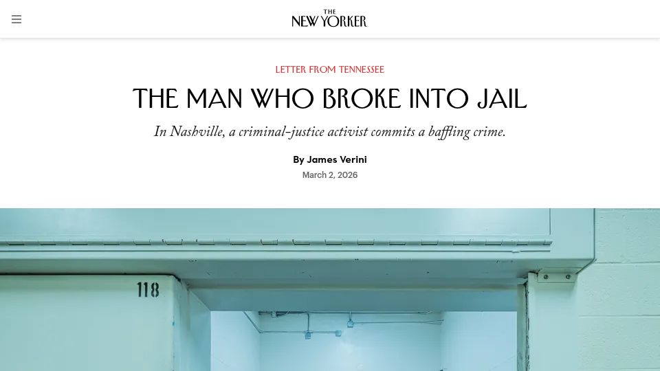 Screenshot of newyorker.com: A man who broke into jail