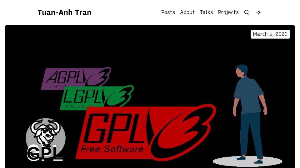 Screenshot of tuananh.net: Relicensing with AI-Assisted Rewrite