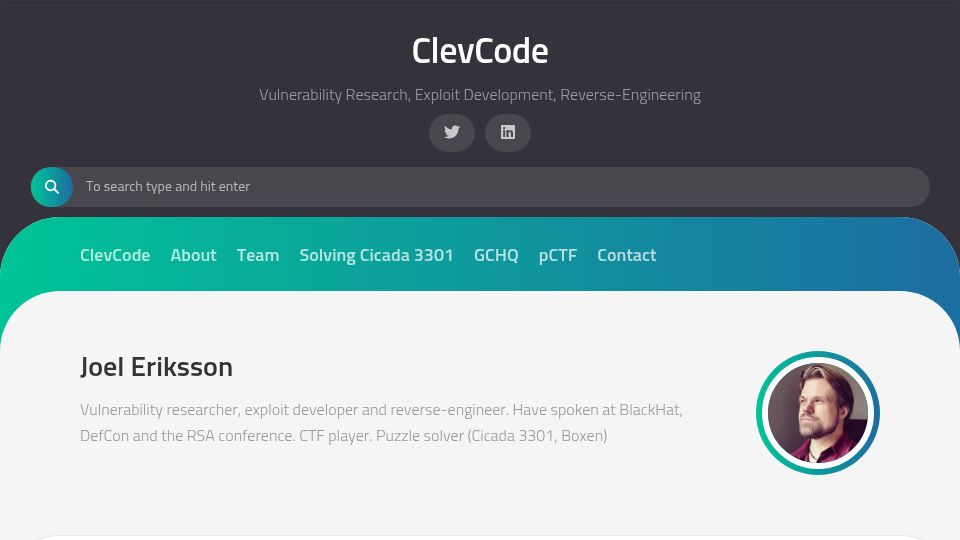 Screenshot of clevcode.org: The Mystery of Skype