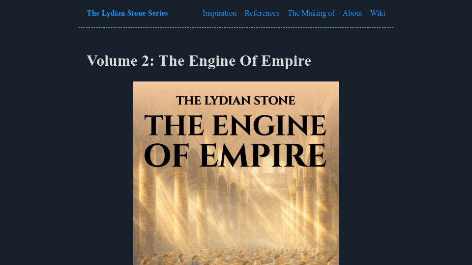 Screenshot of thelydianstone.com: Show HN: The Roman Industrial Revolution that could have been (Vol 2)