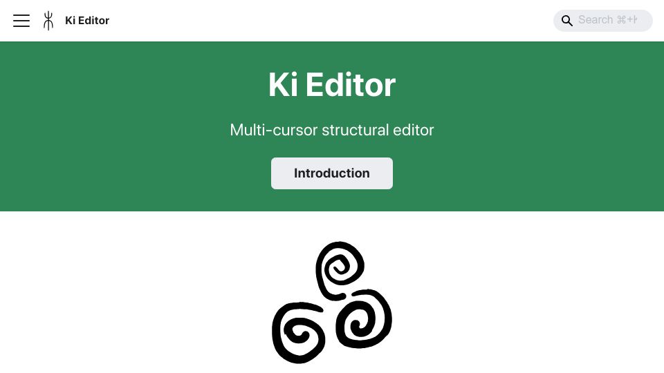Screenshot of ki-editor.org: Ki Editor - an editor that operates on the AST
