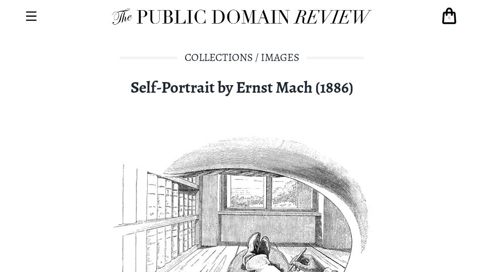 Screenshot of publicdomainreview.org: Self-Portrait by Ernst Mach (1886)