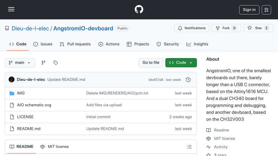 Screenshot of github.com: PCB devboard the size of a USB-C plug