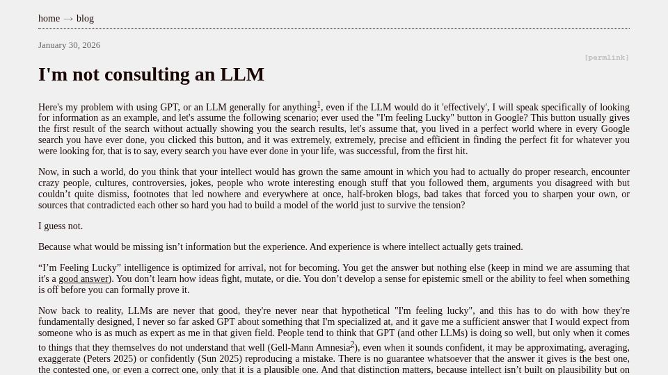 Screenshot of lr0.org: I'm Not Consulting an LLM