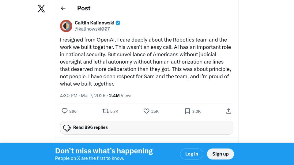 Screenshot of twitter.com: I resigned from OpenAI
