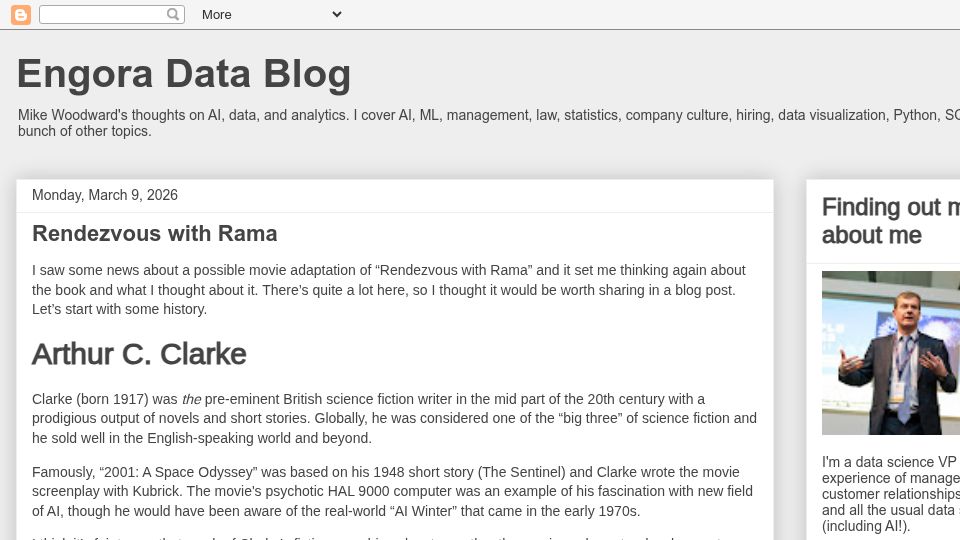 Screenshot of blog.engora.com: Rendezvous with Rama