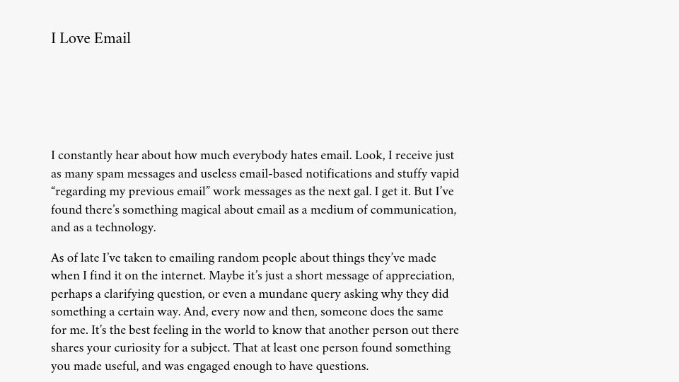 Screenshot of blog.xoria.org: I love email (2023)