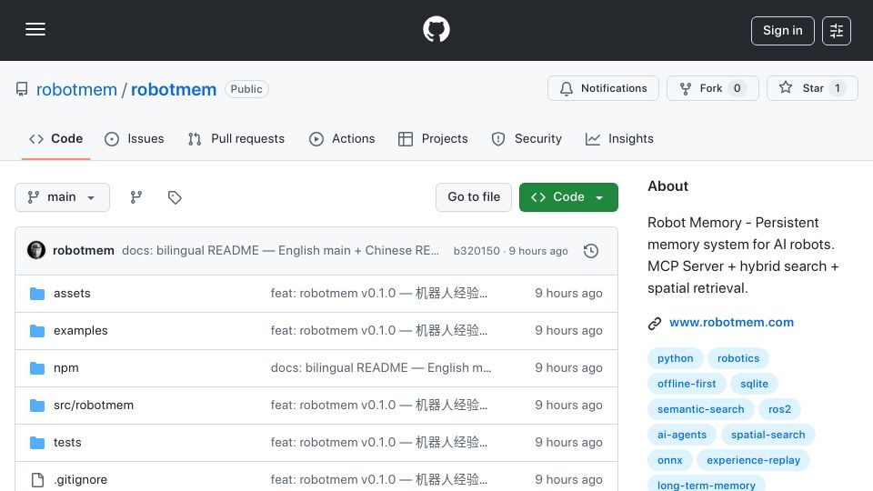Screenshot of github.com: Show HN: I gave my robot physical memory – it stopped repeating mistakes