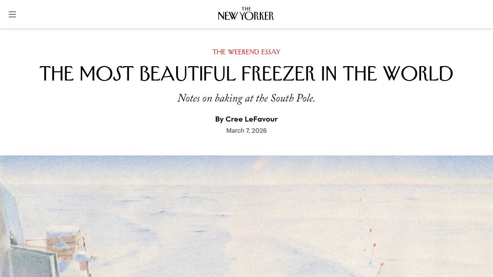 Screenshot of newyorker.com: Notes on Baking at the South Pole