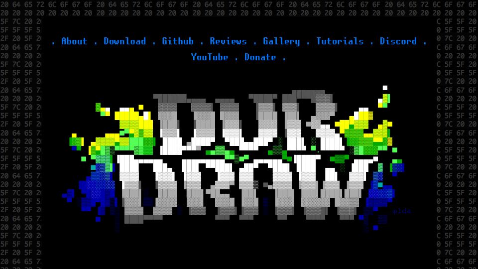 Screenshot of durdraw.org: Durdraw – ANSI art editor for Unix-like systems